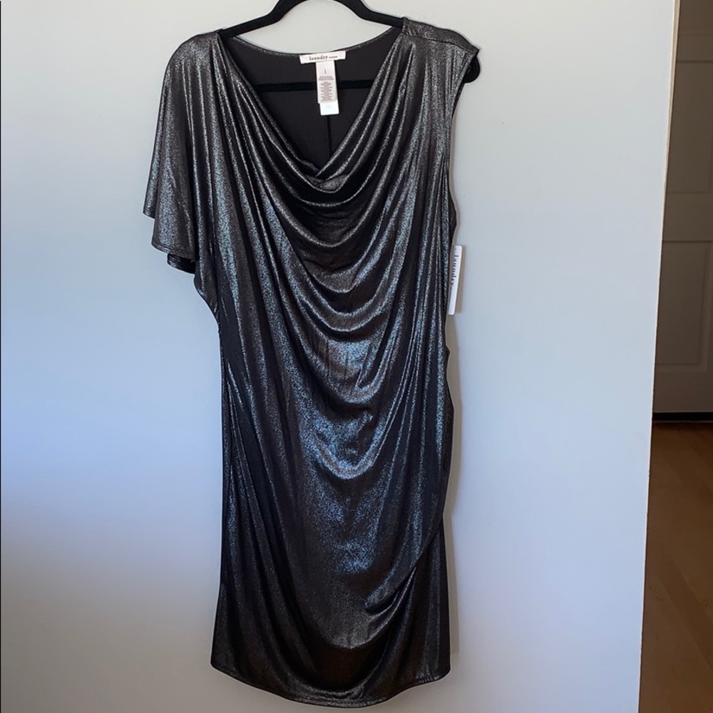 Laundry By Design Black Silver Shiny Dress NWT